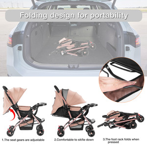 Nhỏ gọn xe đẩy trẻ sơ sinh bé pram gấp Trọng lượng nhẹ du lịch pushchair với tựa lưng có thể điều chỉnh tán cốc chủ lưu trữ giỏ - Product Image 3