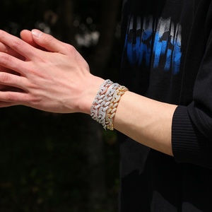 12mm Hip Hop Diverses Couleur <span class=keywords><strong>Grain</strong></span> <span class=keywords><strong>De</strong></span> <span class=keywords><strong>Café</strong></span> Cubain Chaîne Bracelets Bling CZ Lien Chaînes Hommes Femmes Simple Haute Qualité Bijoux <span class=keywords><strong>Bracelet</strong></span> - Product Image 5