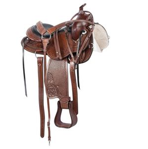 Ensemble de selle de course en cuir sculpté à la main, siège rembourré confortable - Product Image 1