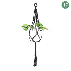 Hot Sale Boho Black Plant Hanger Hanging Basket with Wood Beads and Tassels for Garden Home Decor - Product Image 2