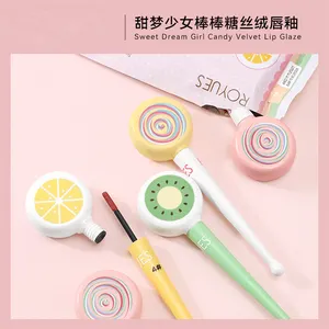 Private Label ROYUES Cute Lollipop-Shaped Mirror Matte Lip Gloss Liquid Lipstick Girl Candy Velvet Lip Glaze