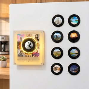 Aimant de réfrigérateur rotatif personnalisé avec lecteur de musique NFC et lumière LED, cadeau sur mesure, vente en gros, directement de l'usine - Product Image 1