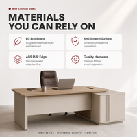 Bureau de direction en bois moderne, durable et luxueux, avec rangement, design modulaire, mobilier de bureau commercial, couleurs personnalisables, bureau portable