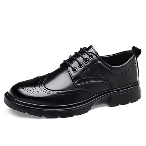 Chaussures Richelieu en cuir pour hommes, bout rond, à lacets, toutes saisons, pour mariage, habillées, semelle en caoutchouc amortie, motif uni, formelles et professionnelles - Product Image 4