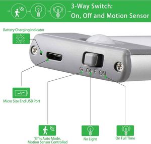 USB Rechargeable Modern Dimmable Magnetic Wall Motion <b>Sensor</b> Night Lamp Wardrobe <b>Light</b> Under <b>LED</b> Cabinet <b>Lights</b> - Product Image 3