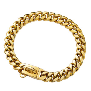 Collar de Acero Inoxidable <span class=keywords><strong>para</strong></span> Perro, Moderno, Chapado en Oro de 18K Certificado, Cadena Cubana Gruesa, Resistente al Agua y Duradera - Product Image 5
