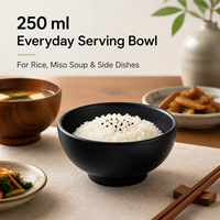 Bol japonais en mélamine noire durable 250 ml, incassable, en résine de qualité alimentaire, pour riz et soupes, idéal pour restaurants et hôtels