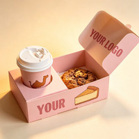 Boîte à biscuits personnalisée de qualité alimentaire avec tasse à café, boîte à gâteaux rectangulaire pliable biodégradable pour emporter des desserts