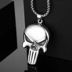 MECYLIFE <span class=keywords><strong>Punisher</strong></span> Schädel Anhänger Gothic Edelstahl Anhänger Herren Punk Biker Rock Schädel Halskette - Product Image 3