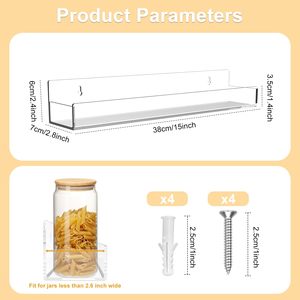 Lot de 2 supports pliables en acrylique transparent de 15 pouces pour gâteaux, <span class=keywords><strong>organisateur</strong></span> de rangement de comptoir pour <span class=keywords><strong>épices</strong></span> de cuisine - Product Image 2