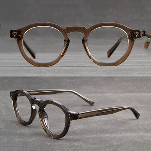 Nouveau à la mode homme lunettes cadre bleu lumière bloquant Transparent marron TR90 rond alliage insérer Armazones De Lentes - Product Image 3