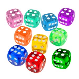 Dice Set 100 PCS 16MM 6 Sided Translucent Colors Game Dice 10 Colors