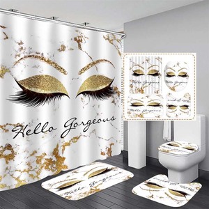 Bonita Cortina <span class=keywords><strong>de</strong></span> ducha <span class=keywords><strong>de</strong></span> pestañas, goteo <span class=keywords><strong>de</strong></span> oro rosa, hermosa decoración <span class=keywords><strong>de</strong></span> <span class=keywords><strong>baño</strong></span>, tela impermeable, cortina <span class=keywords><strong>de</strong></span> <span class=keywords><strong>baño</strong></span> <span class=keywords><strong>de</strong></span> poliéster - Product Image 1