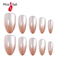 Lot de 32 faux ongles de salon en gros, longs, en amande, à presser, effet œil de chat magnétique, dégradé, en plastique ABS souple