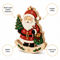 Figurine de jouet à bascule de Noël découpée au laser en contreplaqué de peuplier personnalisée pour cheminée, étagère, décoration de salon, cadeau, conforme CPSC, DDP