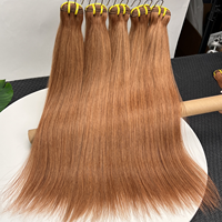 Cheveux humains vierges brésiliens de qualité 12A # 35 mèches de cheveux humains bruns roux lisses avec cuticules alignées, extensions de cheveux naturels