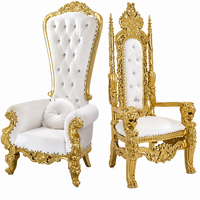 Chaises de banquet Princesse et Roi, Trône Royal Doré, Sièges de Luxe en Bois Massif pour Mariage, Fête, Hôtel