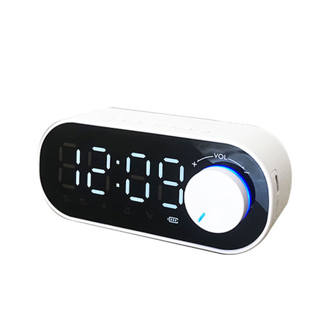 Wireless Speaker Alarm Clock Radio Digital Led Display Subwoofer Mini Mirror Bluetooth Speaker Alarm Clock for Bedroom