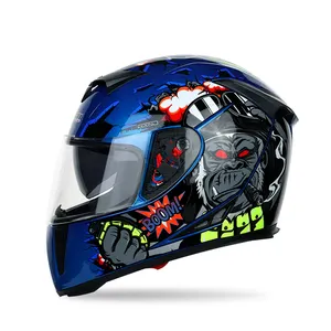 SLKE Helm Sepeda Motor Elektrik Pria dan Wanita, Pelindung Kepala Seluruh Wajah Balap Motor Keren Sesuai Pesanan