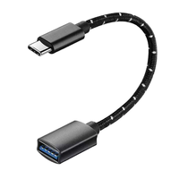 Adaptador OTG Tipo-C a USB 3.0, Cable Corto Mini con Trenzado de Nailon, Transferencia de Datos de Alta Velocidad para Teléfonos Inteligentes