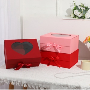 Folding Gift Paper Box with Heart Shape clear Window Portable Recycled China Manufacturing Paper Folding Gift <b>Boxes</b> - Product Image 1