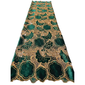 Gold and Green African Lace Fabrics for Women's Fashion