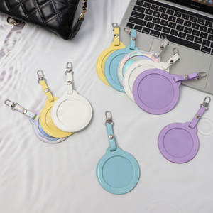 Protetor de Crachá Redondo WJ com Chaveiro, Suporte de Crachá em Couro PU Cor Macaron, Durável, para Estudantes e Meninas - Product Image 5
