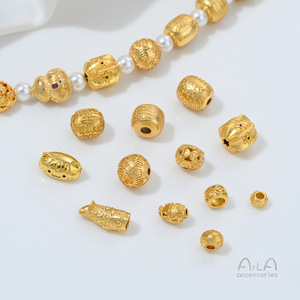 Perles en forme de tête de gourde, en cuivre plaqué or véritable 24 carats, à forte rétention de couleur, fleurs creuses, fabrication artisanale DIY - Product Image 3