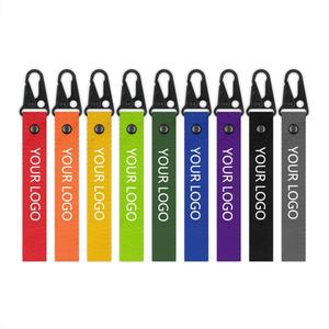 Custom Printed logo Woven Lanyard Nylon Jacquard Keychain Short Wrist Lanyard with Eagle Mouth <b>Hook</b> - Product Image 2
