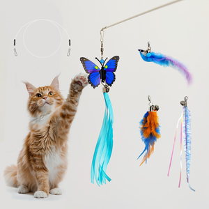 Nouvelle peluche personnalisée oiseau volant chat jouet accessoires chat Teaser Wond jouets pendentif ensemble 4 Types chat jouet plume - Product Image 1