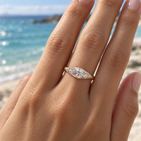 Bague de mariage personnalisée en or jaune massif 10K/14K/18K avec diamant de laboratoire taille marquise 0,5-3 carats, sertie sur le côté, certifiée IGI VVS