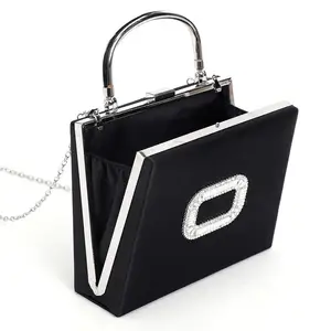 Bolso de mano de seda para fiesta de cena para mujer, sobre de diamante, bolso de banquete