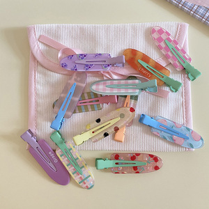 Summer Grape Cherry Fruit Printed Plastic <strong>Hair</strong> Clips 2pcs/Set Sweet No Crease Makeup Hairpins for Girls - Product Image 3