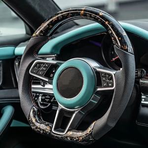 Volante Deportivo Personalizado de Fibra de Carbono en Negro y <span class=keywords><strong>Verde</strong></span> para Porsche 911, 718, Panamera, Cayenne, Taycan, Boxster, Cayman, <span class=keywords><strong>Macan</strong></span> - Product Image 4