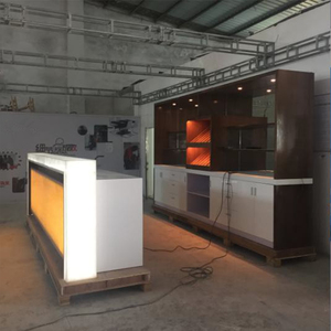 Bancone Bar a L Luminoso Personalizzato di Alta Qualità con Mobiletto Posteriore e Mensola - Product Image 2