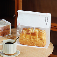 Flachboden-Stehbeutel für Bäckereien mit Rollverschluss, Matt-Baumwollpapier, Halbtransparentes Fenster, Flexodruck, Feuchtigkeitsbeständig, Individuelles Logo, OEM