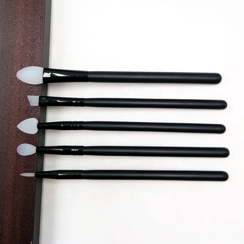 Factory Wholesale Custom Logo 5PCS Silicone Makeup Brush Set Applicator for Eyeliner Eyebrow Eye Shadow and Lip Makeup