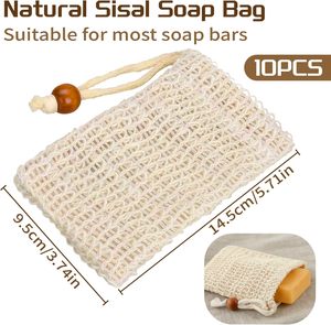 Sac à savon en sisal naturel personnalisé avec logo, pochette en maille pour savon, sac en maille sans plastique, exfoliant, moussant et séchant pour savon - Product Image 3
