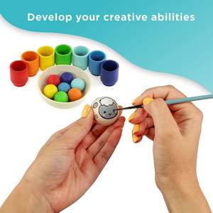 Palline non verniciate fai-da-te in tazze giocattolo Montessori grande gioco selezionatore in legno 12 palline 35 mm età 1 + smistamento e conteggio prescolare - Product Image 3