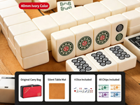 Jeu de Mahjong Funky Trade en Mélamine Ivoire, 144 Tuiles Disponibles en 4 Tailles, avec Sac de Transport, Tapis de Table et Jetons