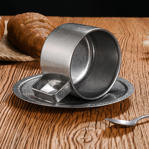 Anciennes tasses à café industrielles 200-280ml en métal givré Vibratory 304 Stainless Steel Espresso Tea Cup Set for Cafe Restaurant - Product Image 4