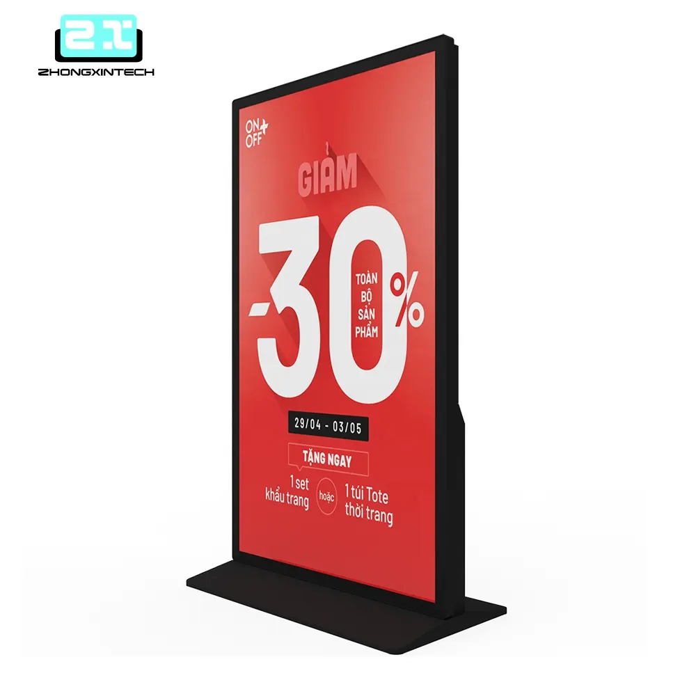 Tam ekran ekran 75 inç ücretsiz ayakta Full hd tv standı yenilikçi medya reklam ekranı menü panosu standı