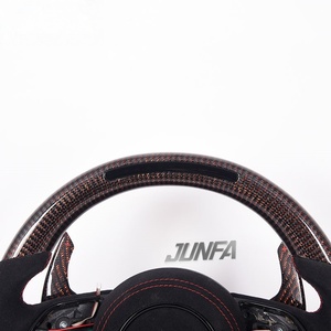 Venta caliente <span class=keywords><strong>Audi</strong></span> A3 volante de fibra de carbono forjado con botón rojo excelente precio de fábrica Material de cuero - Product Image 3