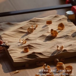 Peinture décorative océanique sculptée sur bois, art mural 3D en bois massif, style japonais minimaliste, fait main - Product Image 1