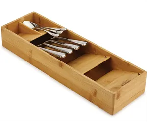 Grosir Organizer peralatan perak bambu Organizer alat kompak portabel untuk laci dapur perak dan nampan sendok garpu