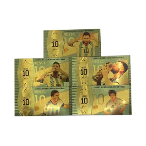 football player Messi gold foil plated banknote Famous Soccer player Collection Ticket golden card For Nice Gift