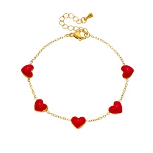 Heart Shaped Gold Plated <b>Bracelet</b> <b>Red</b> Charm Unisex Jewelry Gift Accessory - Product Image 5