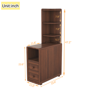 Solid Wood Modern End <b>Table</b> Drawers Corner <b>Table</b> Open Shelves Tall Side <b>Table</b> for Bedroom Corner Adjustable Height Easy Clean - Product Image 4