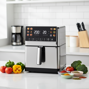 หม้อทอดไร้น้ำมันดิจิตอลกำลังสูง 2200 วัตต์ ความจุ 8 ลิตร พร้อมเคลือบสารกันติด LFGB FDA หน้าจอสัมผัส LED ความจุขนาดใหญ่ 10 โปรแกรมตั้งค่าล่วงหน้า 200 องศาเซลเซียส - Product Image 1