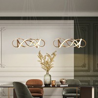 Lampe Led suspendue dorée au design moderne, luminaire décoratif d'intérieur, intensité d'éclairage réglable, idéal pour un salon